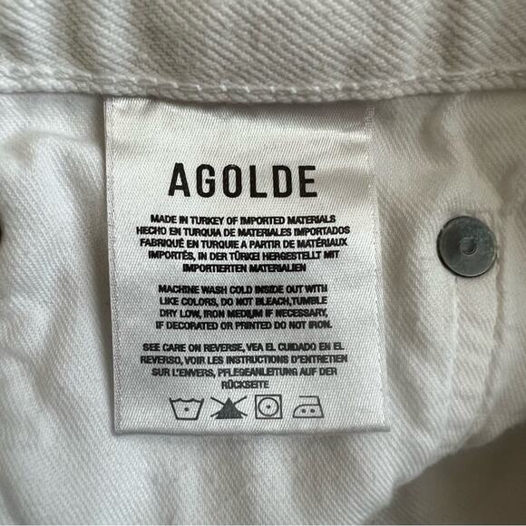 Agolde Revolve Women’s Parker Denim Shorts in White Repose Raw Hem Size 28 - Picture 9 of 14